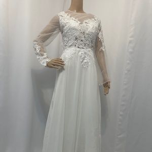 lace top long Wedding dress.